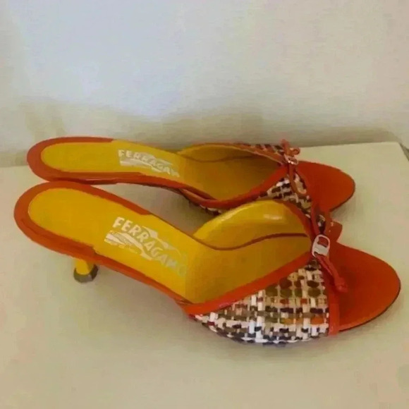 salvatore ferragamo women  kitten heel slide sandals - Picture 2 of 5